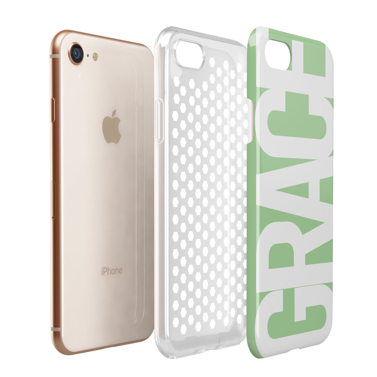 Pale Green with Bold White Text Apple iPhone 7 8 3D Tough Case Expanded View