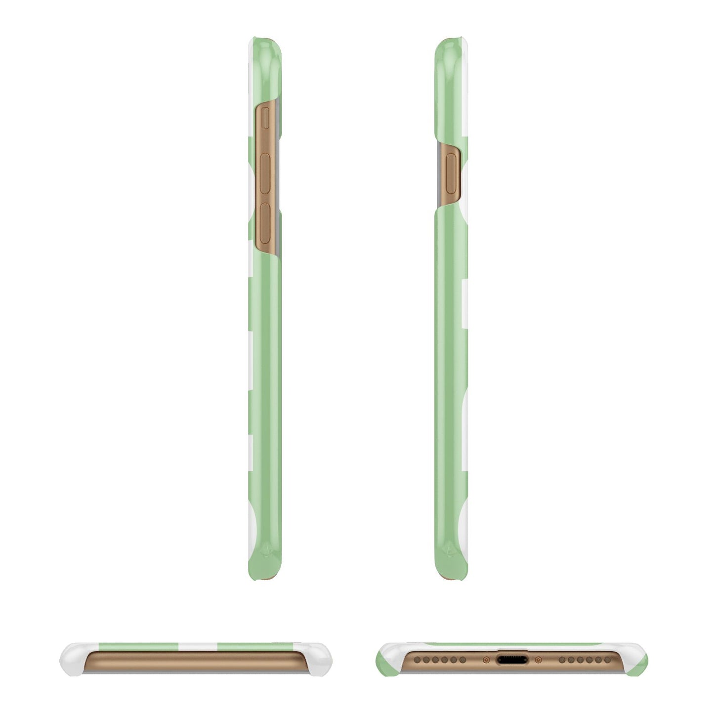 Pale Green with Bold White Text Apple iPhone 7 8 3D Wrap Snap Case Angled Images