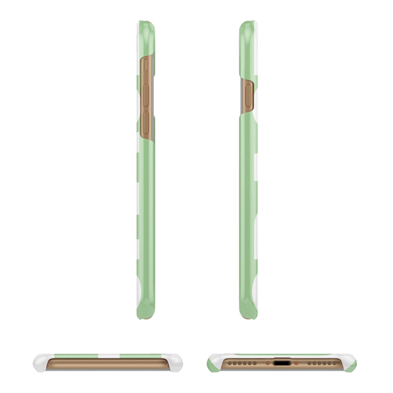 Pale Green with Bold White Text Apple iPhone 7 8 3D Wrap Snap Case Angled Images