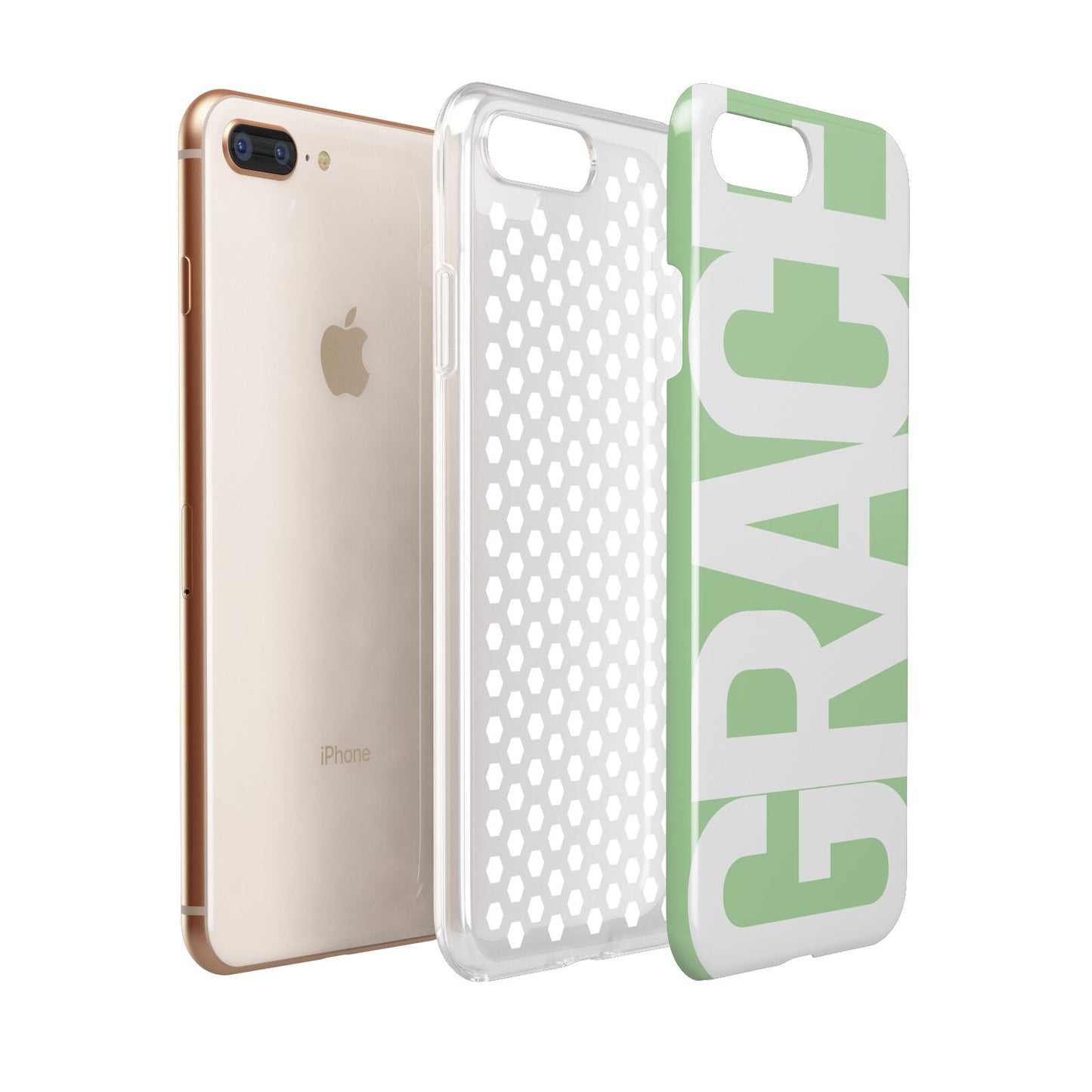 Pale Green with Bold White Text Apple iPhone 7 8 Plus 3D Tough Case Expanded View