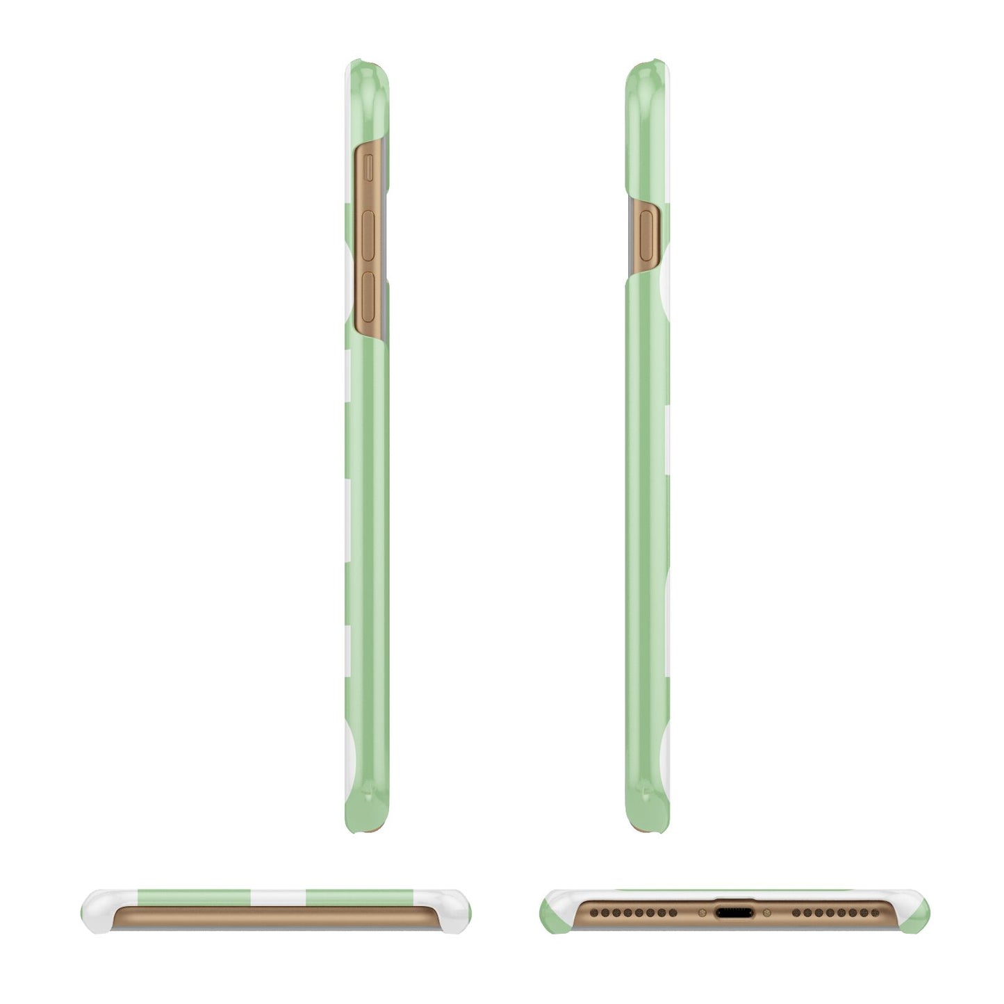 Pale Green with Bold White Text Apple iPhone 7 Plus 3D Wrap Snap Case Angled Images