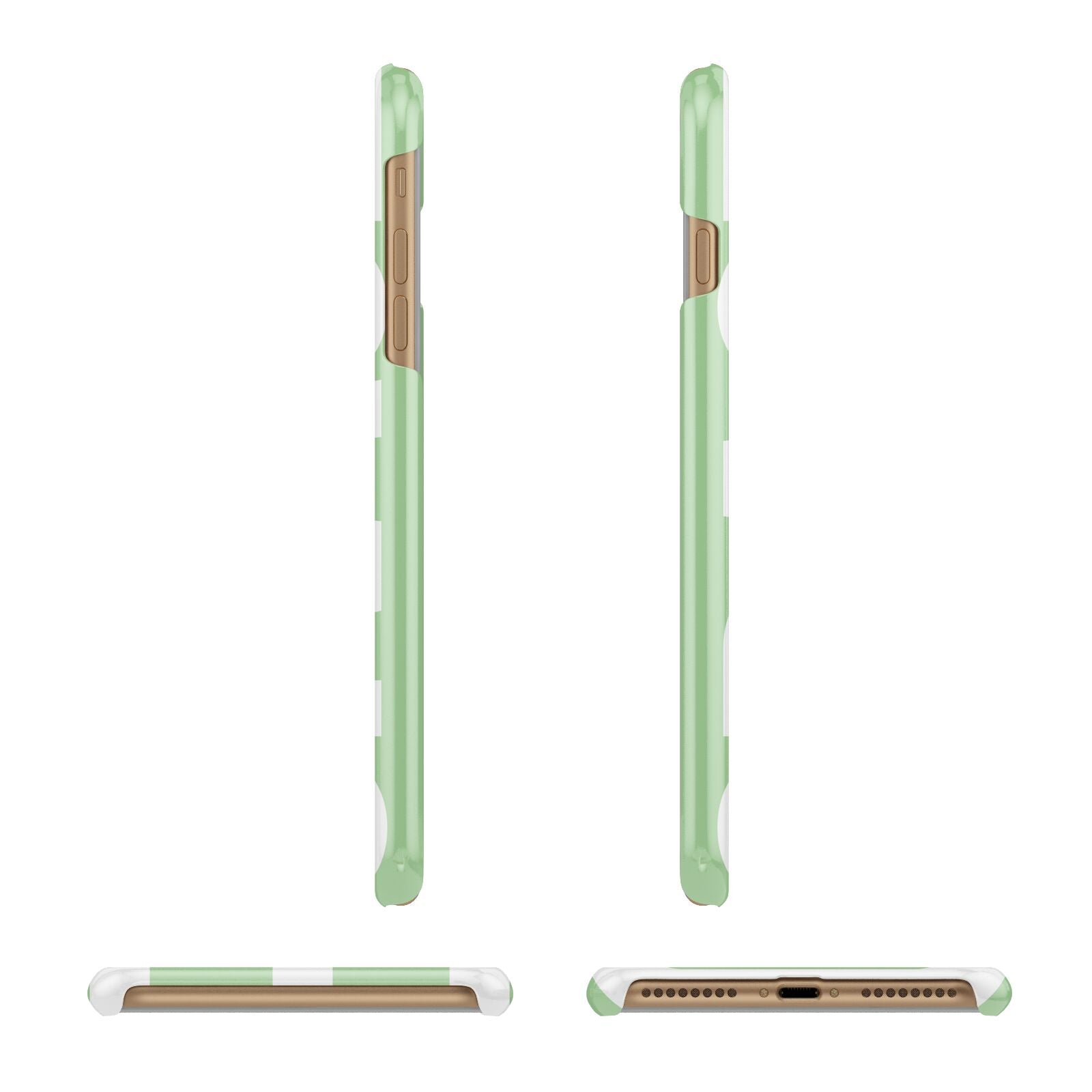 Pale Green with Bold White Text Apple iPhone 7 Plus 3D Wrap Snap Case Angled Images