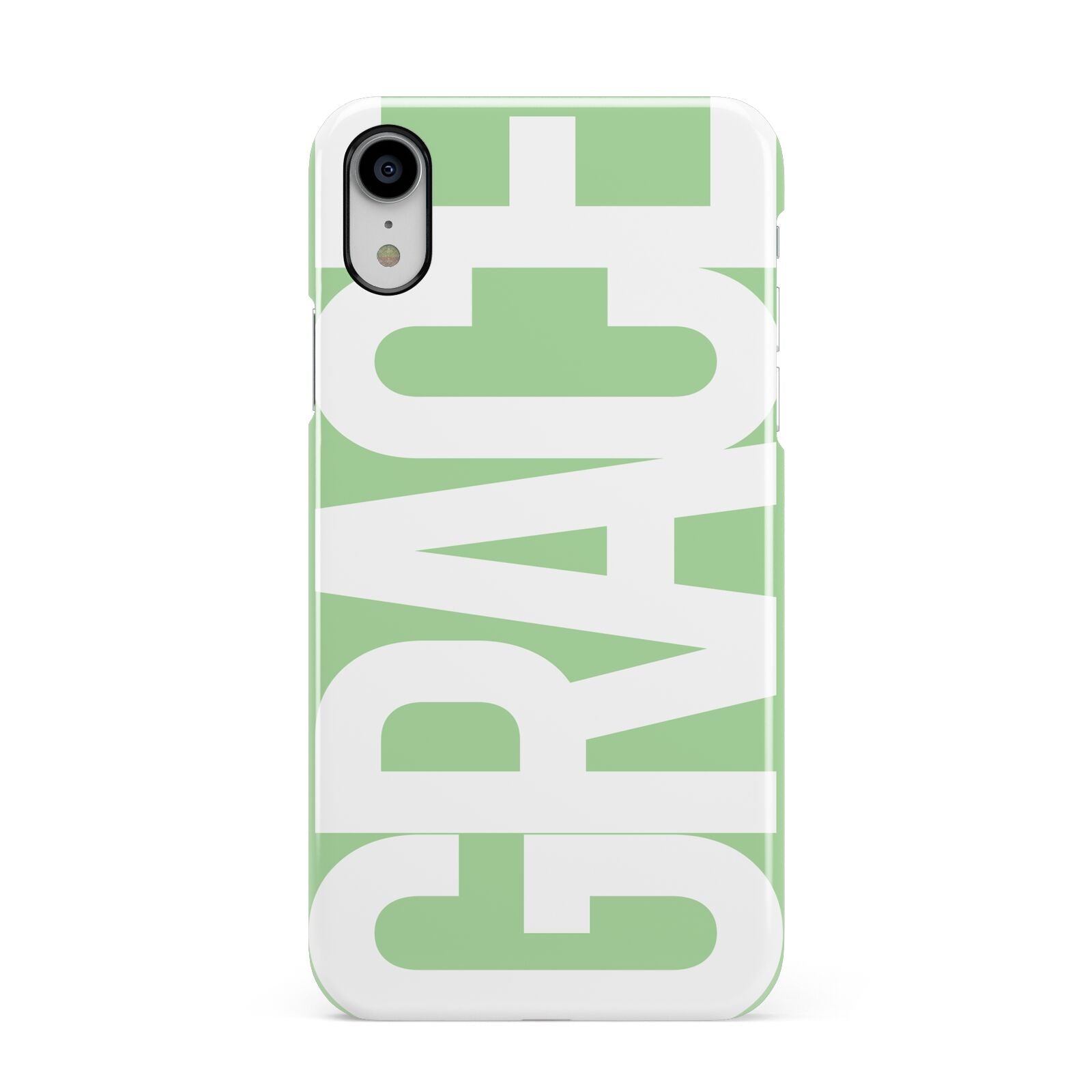 Pale Green with Bold White Text Apple iPhone XR White 3D Snap Case
