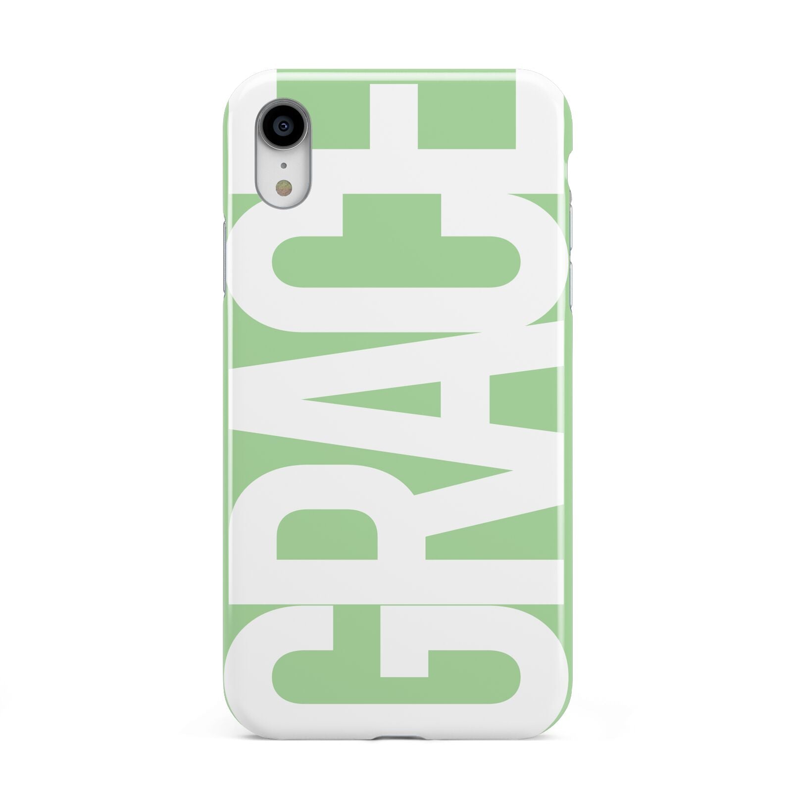 Pale Green with Bold White Text Apple iPhone XR White 3D Tough Case