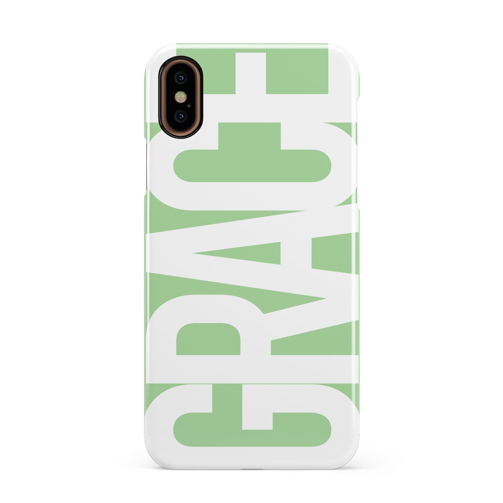 Pale Green with Bold White Text Apple iPhone XS 3D Snap Case
