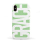 Pale Green with Bold White Text Apple iPhone XS 3D Tough