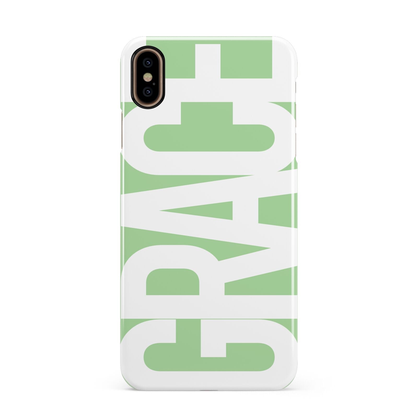 Pale Green with Bold White Text Apple iPhone Xs Max 3D Snap Case