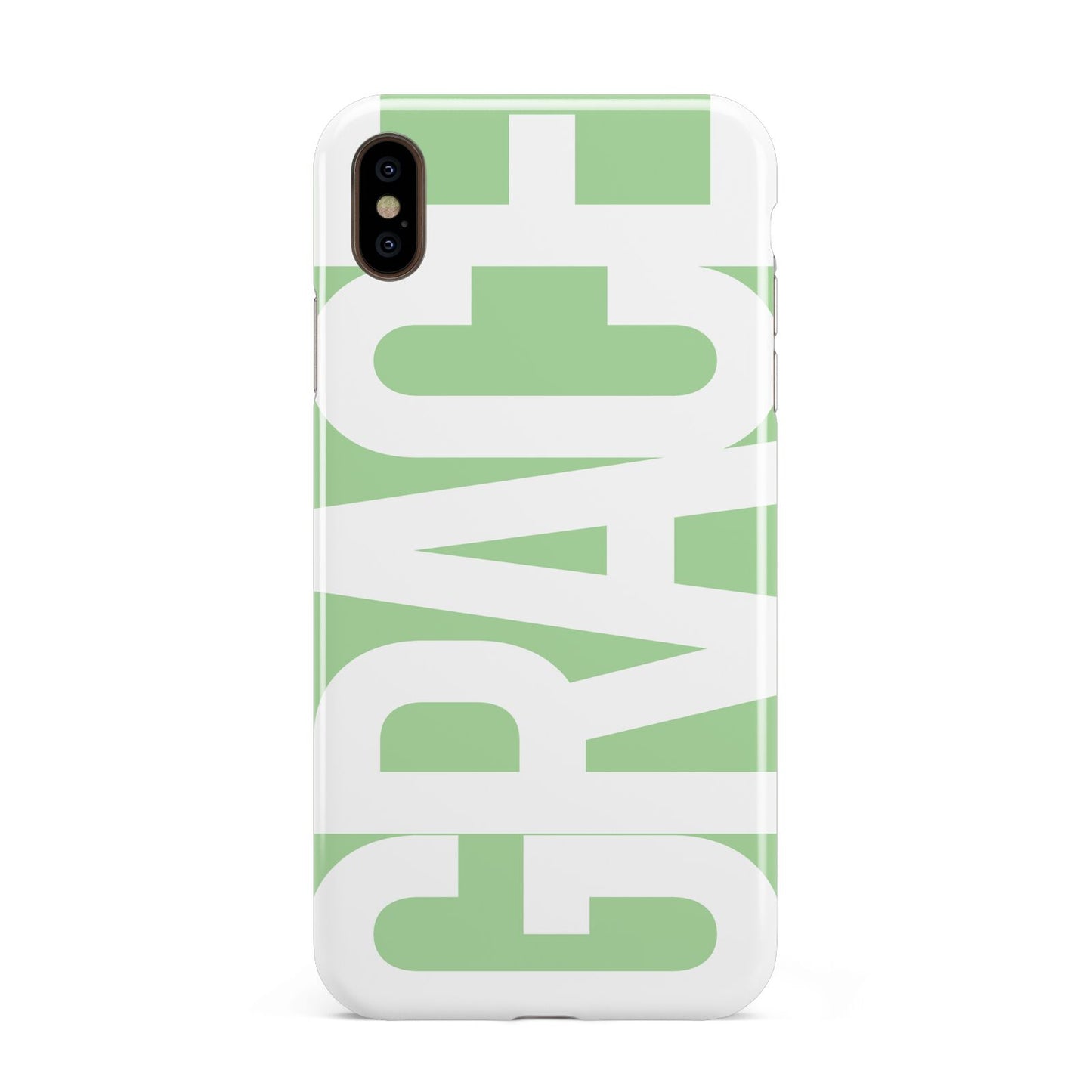 Pale Green with Bold White Text Apple iPhone Xs Max 3D Tough Case