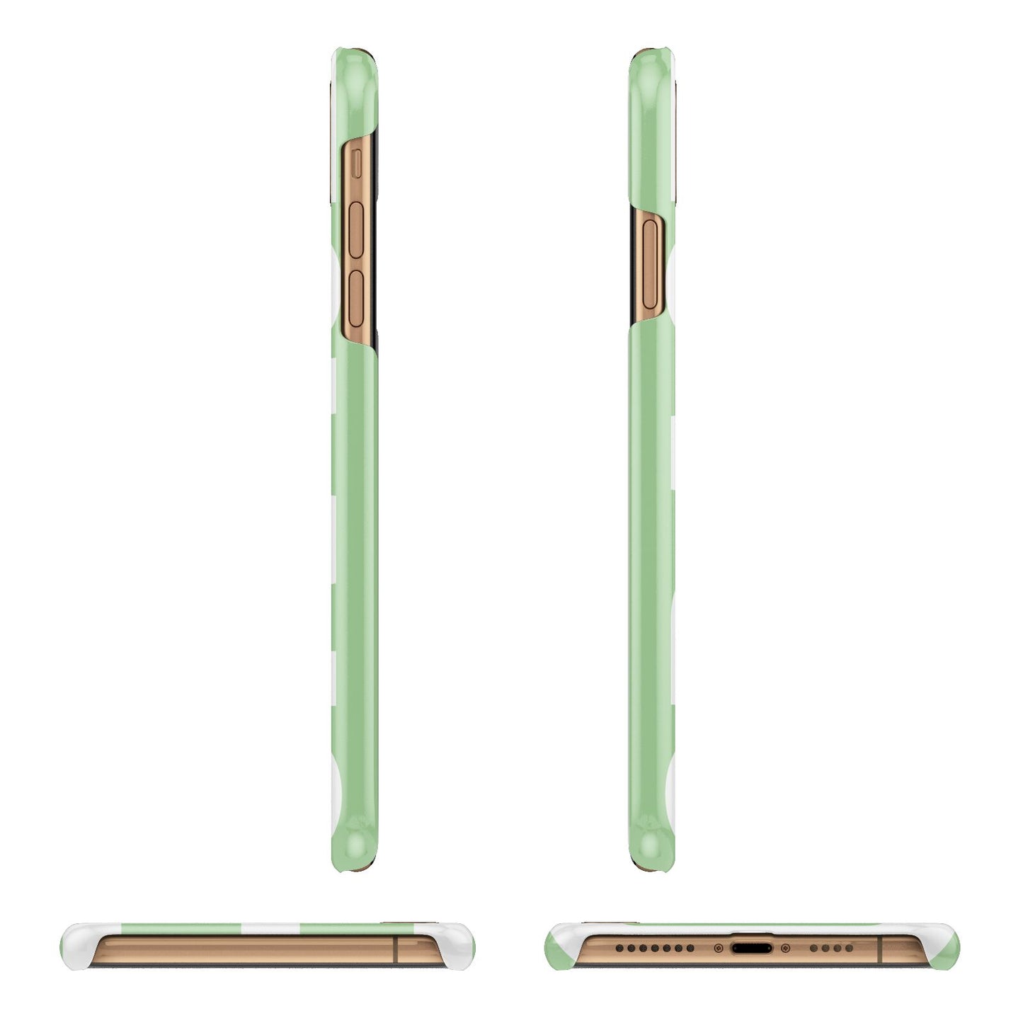 Pale Green with Bold White Text Apple iPhone Xs Max 3D Wrap Snap Case Angled Images