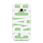 Pale Green with Bold White Text Samsung Galaxy A3 2017 Case on gold phone