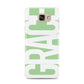 Pale Green with Bold White Text Samsung Galaxy A7 2016 Case on gold phone