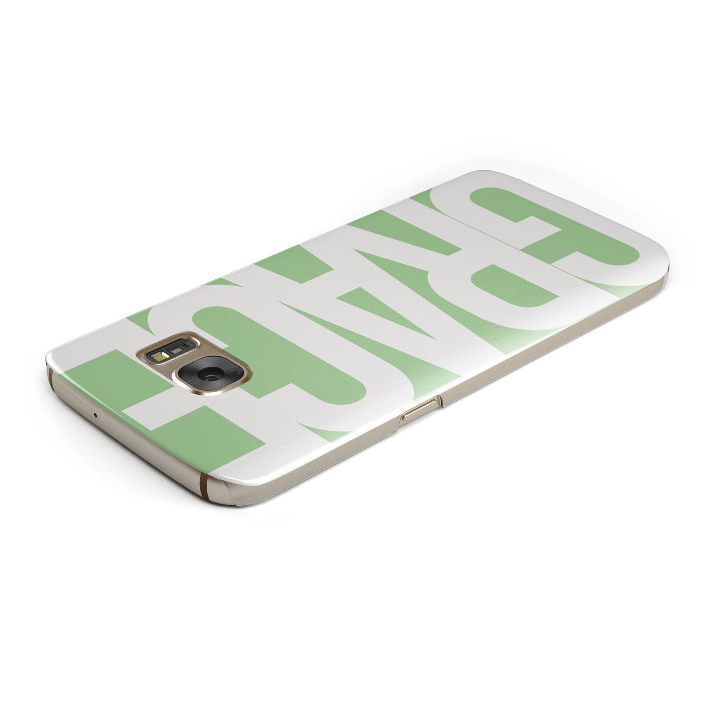 Pale Green with Bold White Text Samsung Galaxy Case Top Cutout