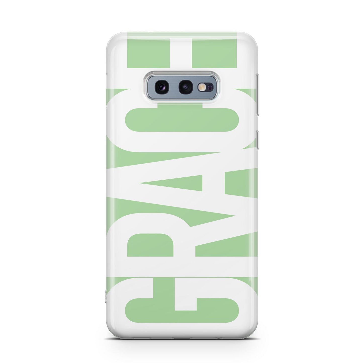 Pale Green with Bold White Text Samsung Galaxy S10E Case