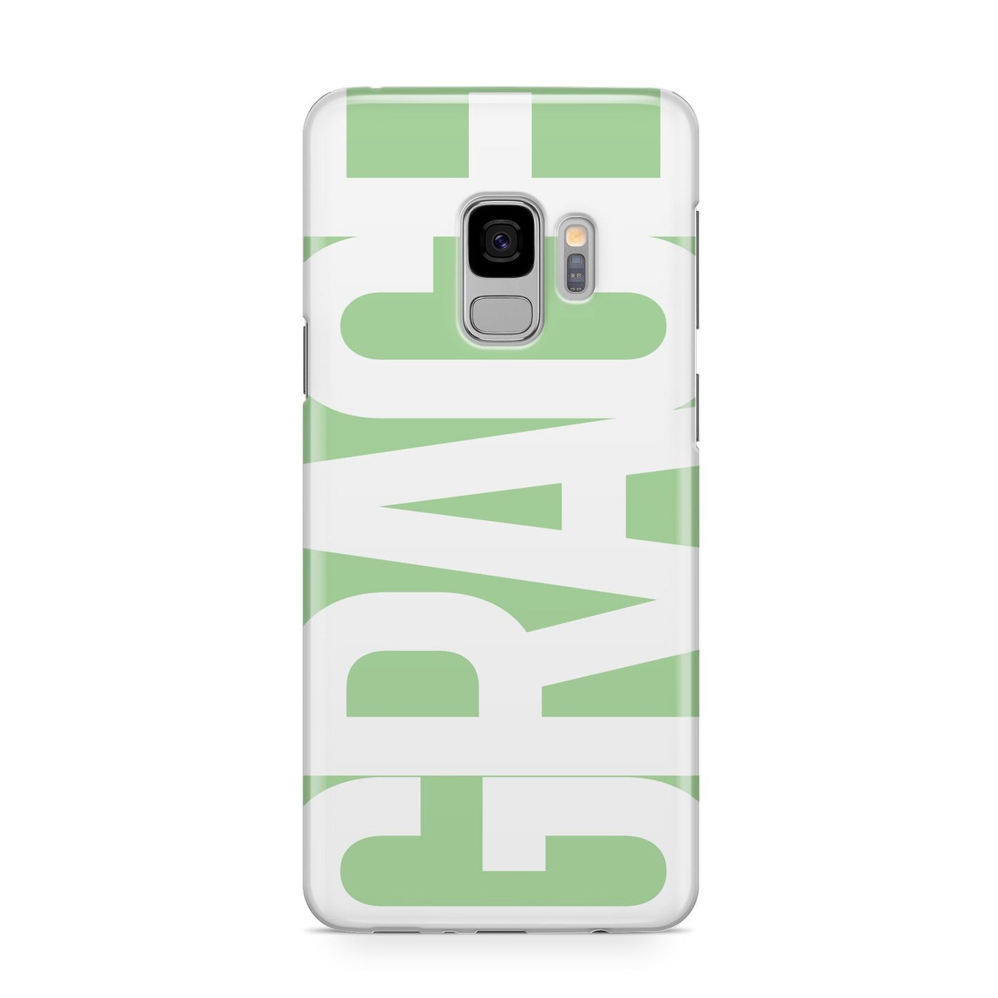 Pale Green with Bold White Text Samsung Galaxy S9 Case