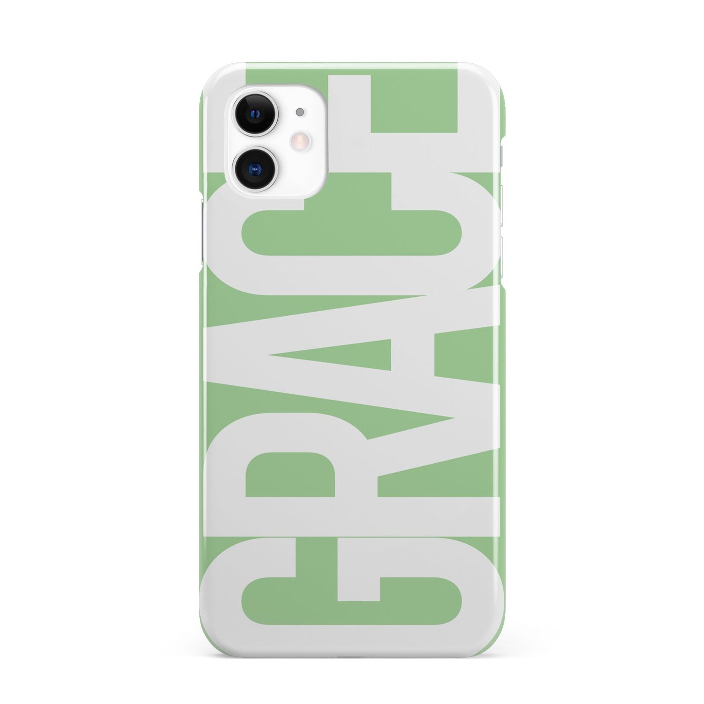 Pale Green with Bold White Text iPhone 11 3D Snap Case
