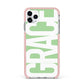 Pale Green with Bold White Text iPhone 11 Pro Max Impact Pink Edge Case