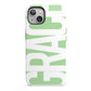Pale Green with Bold White Text iPhone 13 Full Wrap 3D Tough Case