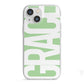 Pale Green with Bold White Text iPhone 13 Mini TPU Impact Case with White Edges
