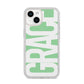Pale Green with Bold White Text iPhone 14 Clear Tough Case Starlight