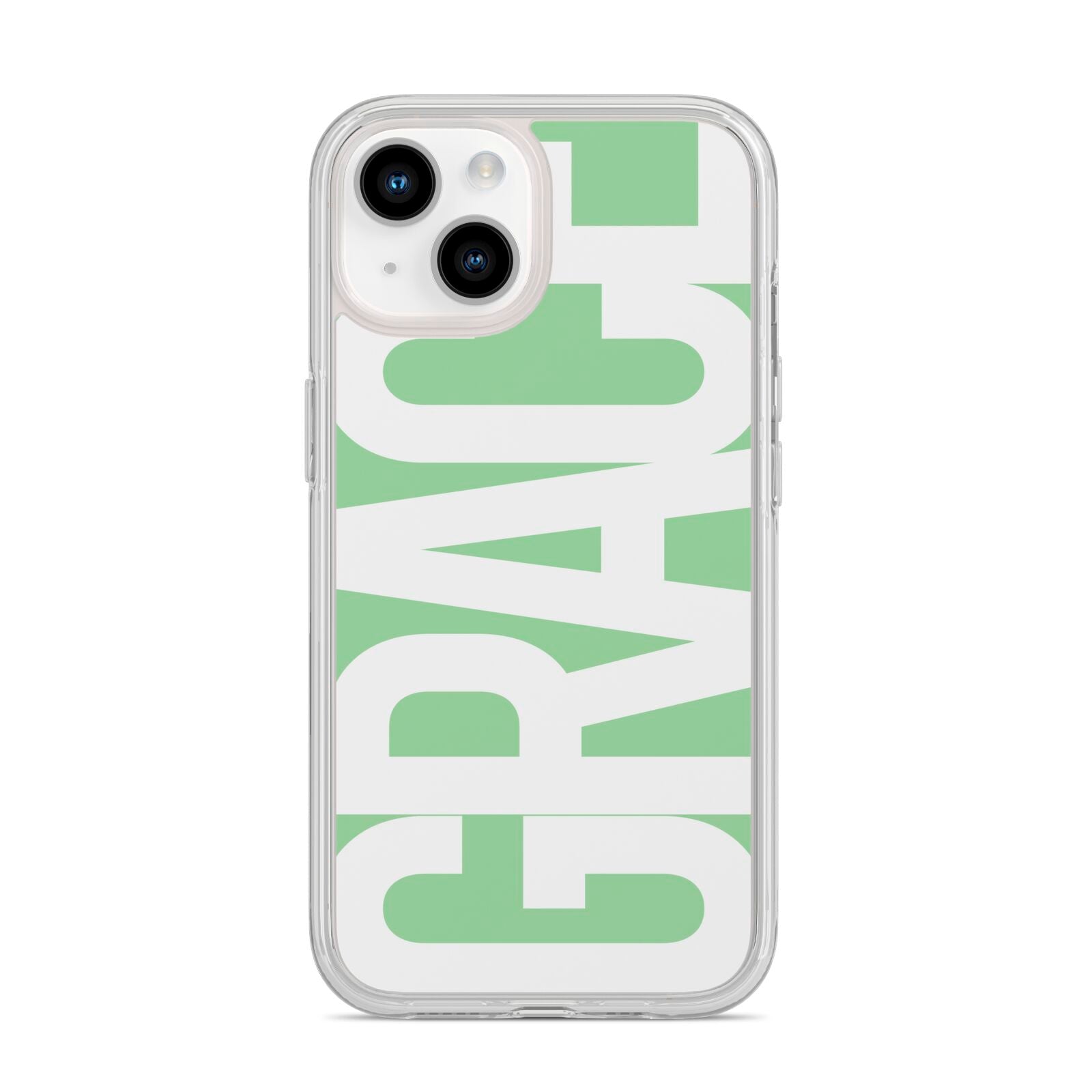 Pale Green with Bold White Text iPhone 14 Clear Tough Case Starlight