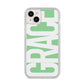 Pale Green with Bold White Text iPhone 14 Plus Clear Tough Case Starlight