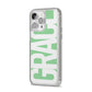 Pale Green with Bold White Text iPhone 14 Pro Max Glitter Tough Case Silver Angled Image