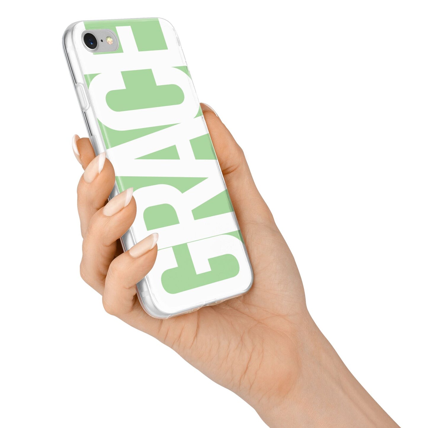 Pale Green with Bold White Text iPhone 7 Bumper Case on Silver iPhone Alternative Image