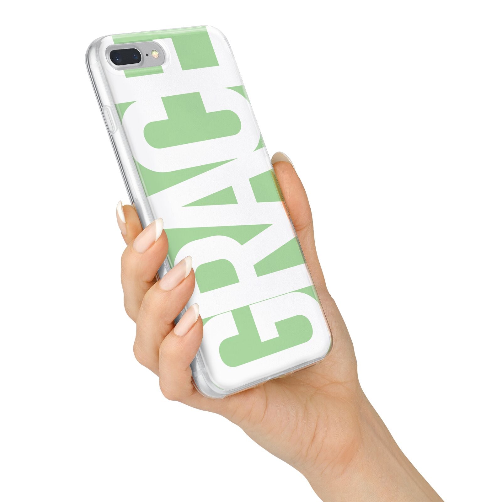 Pale Green with Bold White Text iPhone 7 Plus Bumper Case on Silver iPhone Alternative Image