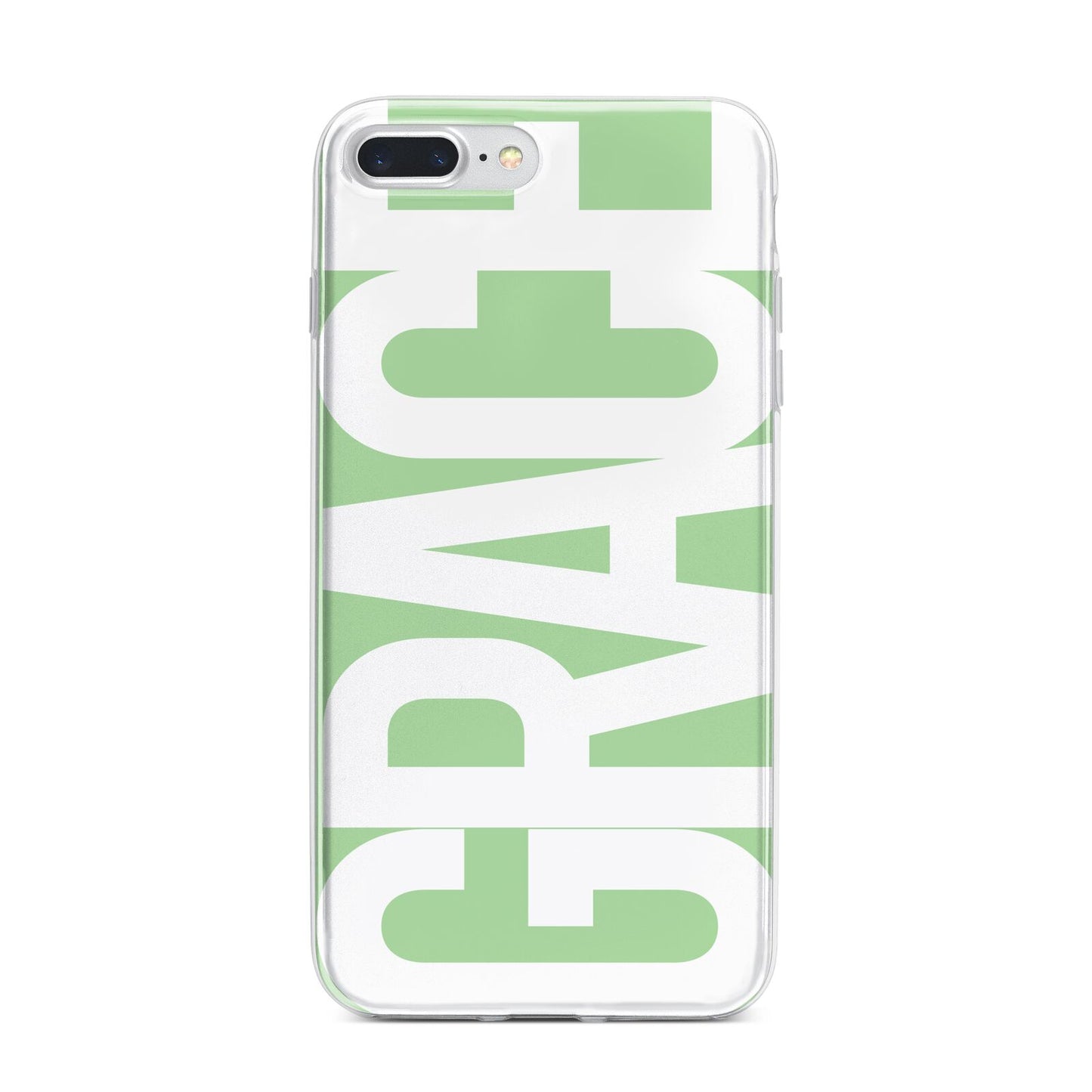 Pale Green with Bold White Text iPhone 7 Plus Bumper Case on Silver iPhone