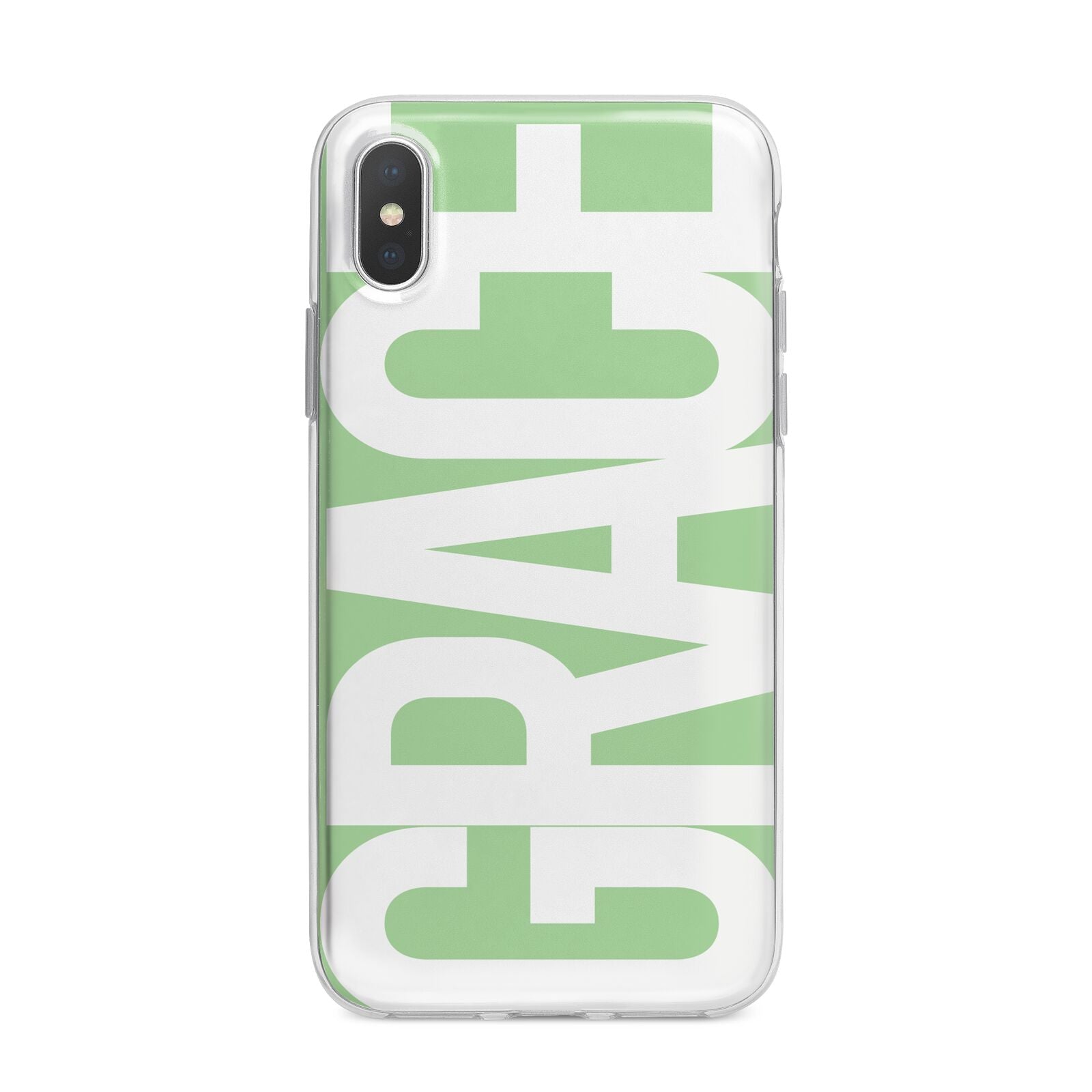 Pale Green with Bold White Text iPhone X Bumper Case on Silver iPhone Alternative Image 1