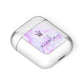 Pale Purple Glitter Marble with Crowned Name AirPods Case Laid Flat