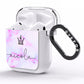 Pale Purple Glitter Marble with Crowned Name AirPods Clear Case Side Image