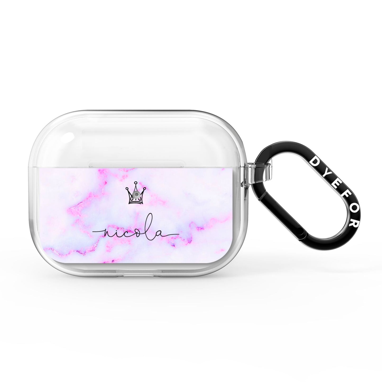 Pale Purple Glitter Marble with Crowned Name AirPods Pro Clear Case