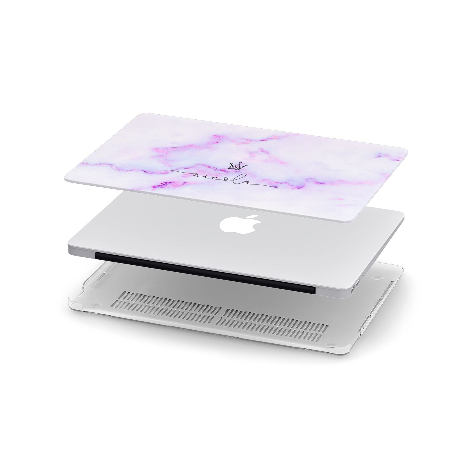 Pale Purple Glitter Marble with Crowned Name Macbook Case – Dyefor