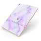 Pale Purple Glitter Marble with Crowned Name Apple iPad Case on Gold iPad Side View