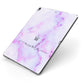 Pale Purple Glitter Marble with Crowned Name Apple iPad Case on Grey iPad Side View