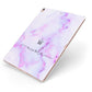 Pale Purple Glitter Marble with Crowned Name Apple iPad Case on Rose Gold iPad Side View