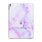Pale Purple Glitter Marble with Crowned Name Apple iPad Grey Case