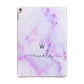 Pale Purple Glitter Marble with Crowned Name Apple iPad Rose Gold Case