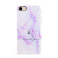 Pale Purple Glitter Marble with Crowned Name Apple iPhone 7 8 3D Snap Case