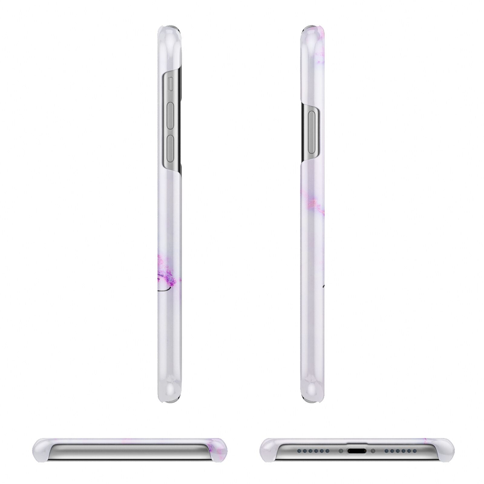 Pale Purple Glitter Marble with Crowned Name Apple iPhone XR 3D Wrap Snap Case Angled Images on White Phone