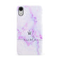 Pale Purple Glitter Marble with Crowned Name Apple iPhone XR White 3D Snap Case
