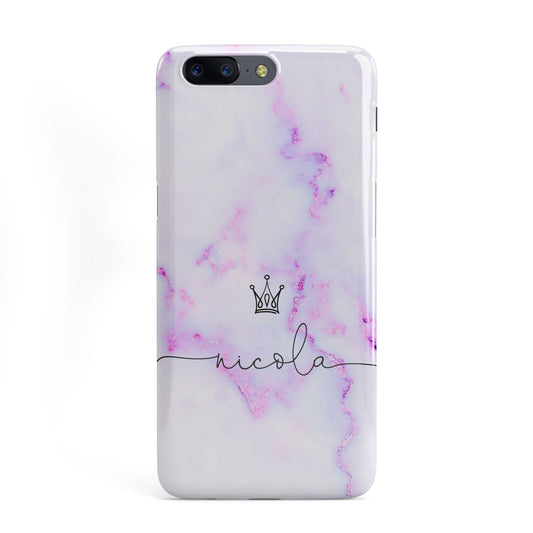 Pale Purple Glitter Marble with Crowned Name OnePlus Case