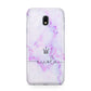 Pale Purple Glitter Marble with Crowned Name Samsung Galaxy J3 2017 Case