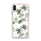 Palm Tree Pattern Apple iPhone Xs Max Impact Case Pink Edge on Silver Phone