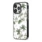 Palm Tree Pattern iPhone 13 Pro Black Impact Case Side Angle on Silver phone