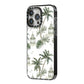 Palm Tree Pattern iPhone 14 Pro Max Black Impact Case Side Angle on Silver phone