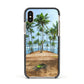Palm Trees Apple iPhone Xs Impact Case Black Edge on Gold Phone