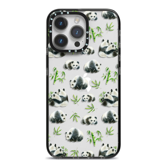 Panda iPhone 14 Pro Max Black Impact Case on Silver phone