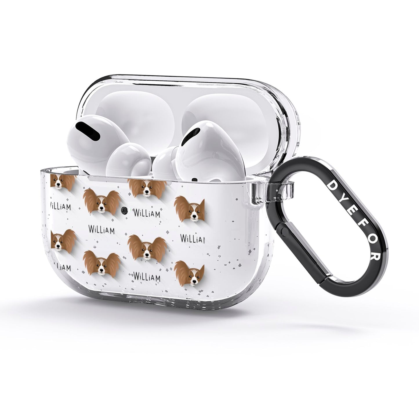 Papillon Icon with Name AirPods Glitter Case 3rd Gen Side Image